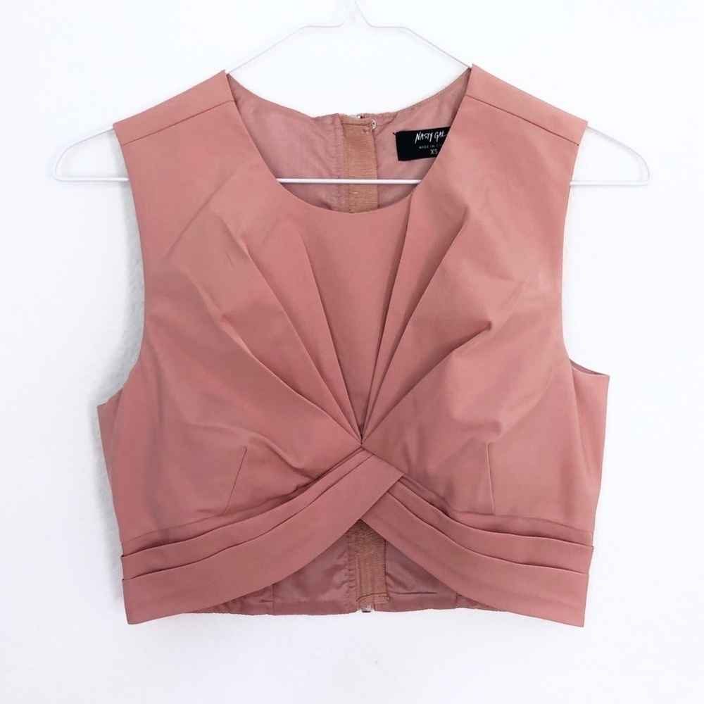 NASTY GAL Gathered Pink “Knot In Love” Crop Top - Picture 5 of 7